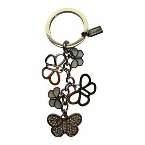 Vintage COACH Multi Butterfly Crystal & Metallic Keychain Purse Charm Like New